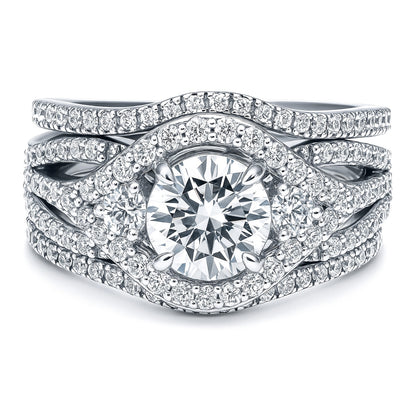 3-Stone Wishbone 1.25ct CZ Ring Set in Sterling Silver