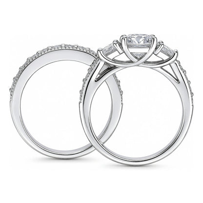 3-Stone 1.5ct Cushion CZ Ring Set in Sterling Silver