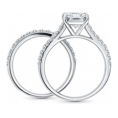Solitaire 2.6ct Emerald Cut CZ Ring Set in Sterling Silver