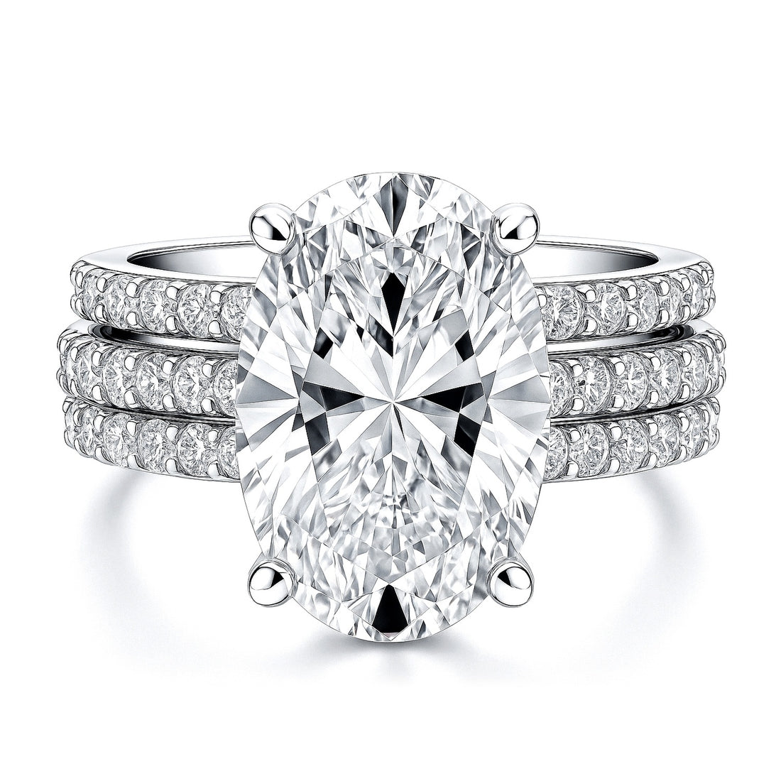 Solitaire 5.5ct Oval CZ Ring Set in Sterling Silver