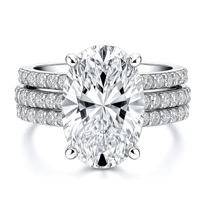 Solitaire 5.5ct Oval CZ Ring Set in Sterling Silver
