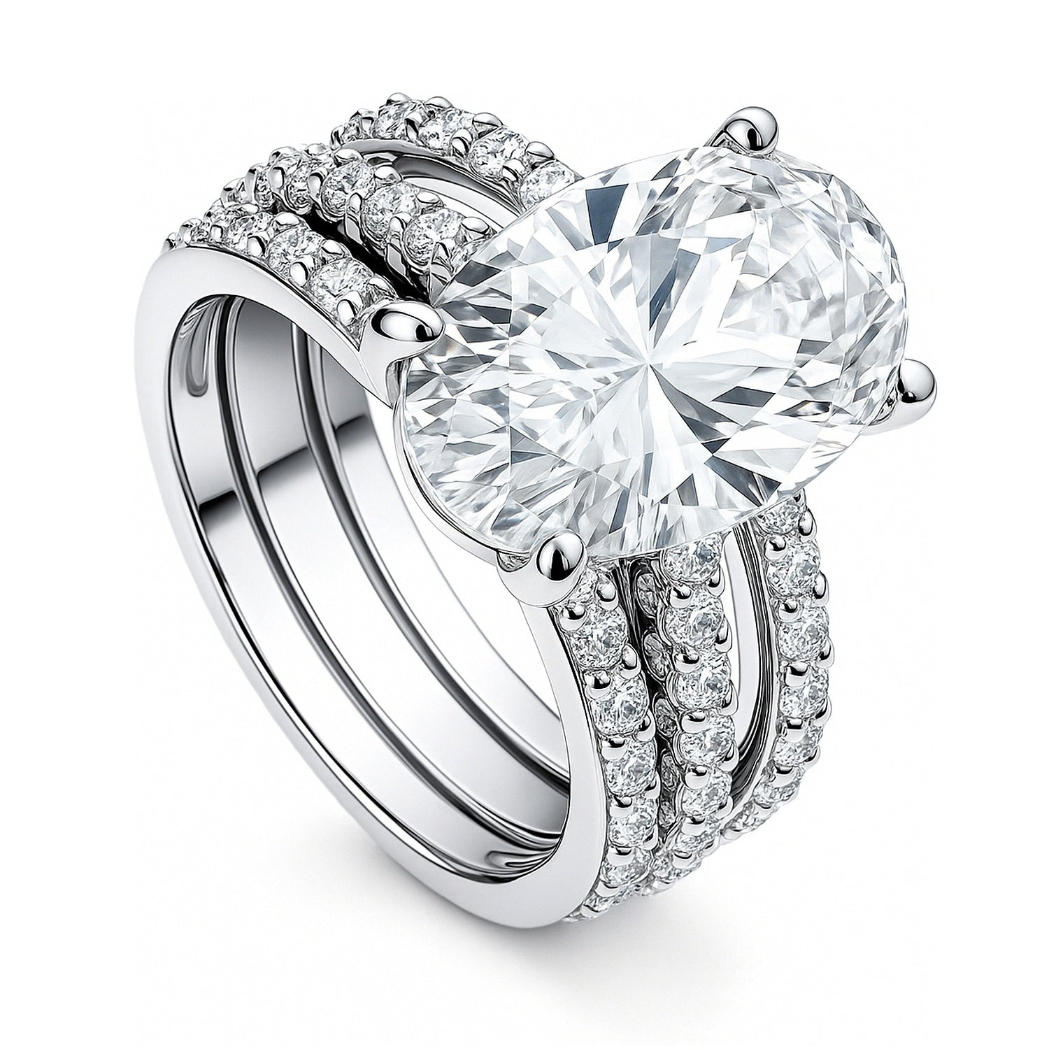 Solitaire 5.5ct Oval CZ Ring Set in Sterling Silver, 4 of 13