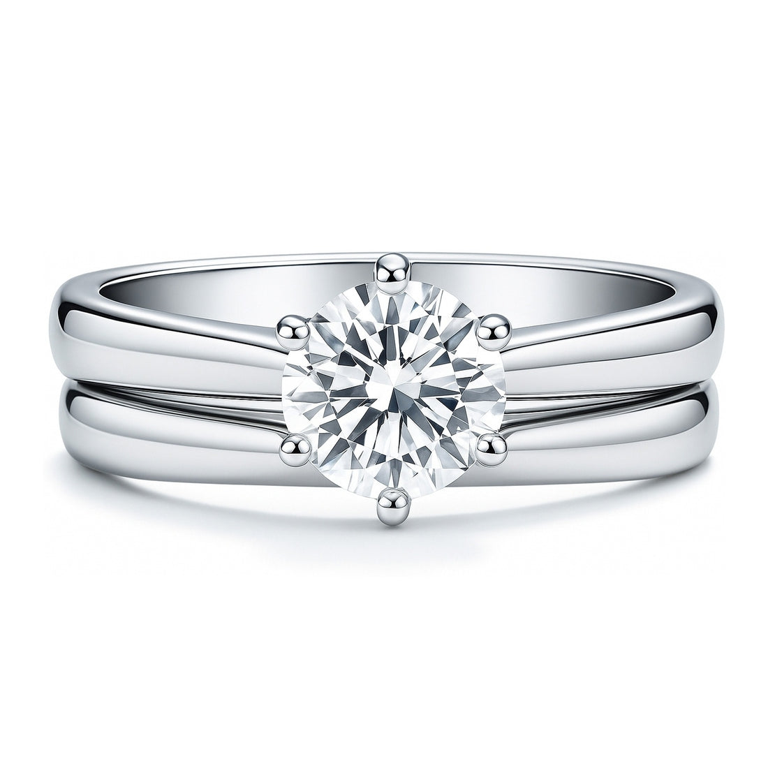 Solitaire 1ct CZ Ring Set in Sterling Silver
