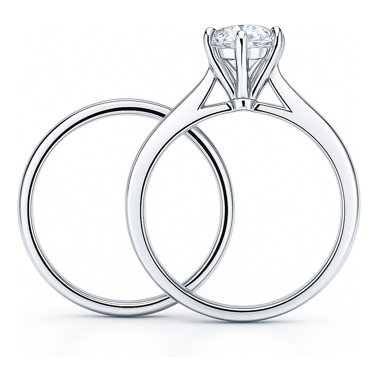 Solitaire 1ct CZ Ring Set in Sterling Silver