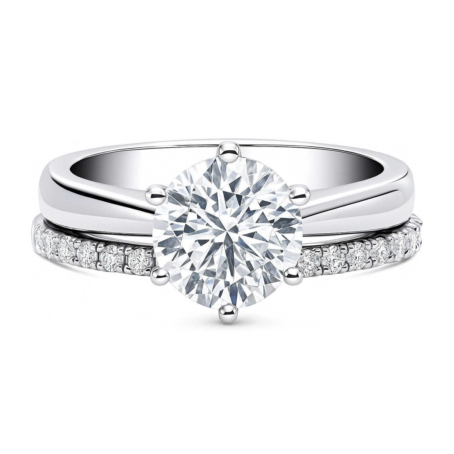 Solitaire 2ct CZ Ring Set in Sterling Silver, 1 of 19
