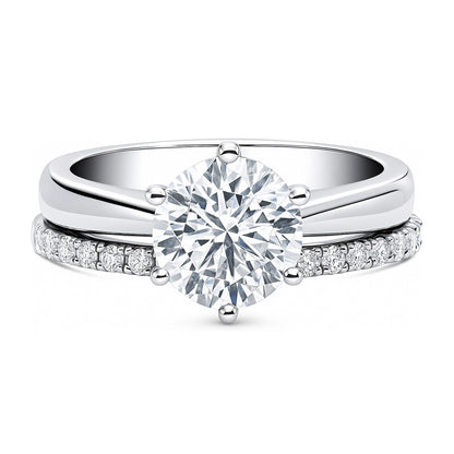 Solitaire 2ct CZ Ring Set in Sterling Silver