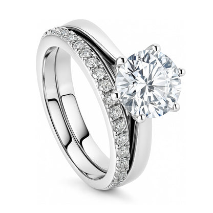 Solitaire 2ct CZ Ring Set in Sterling Silver