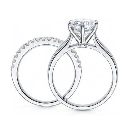 Solitaire 2ct CZ Ring Set in Sterling Silver