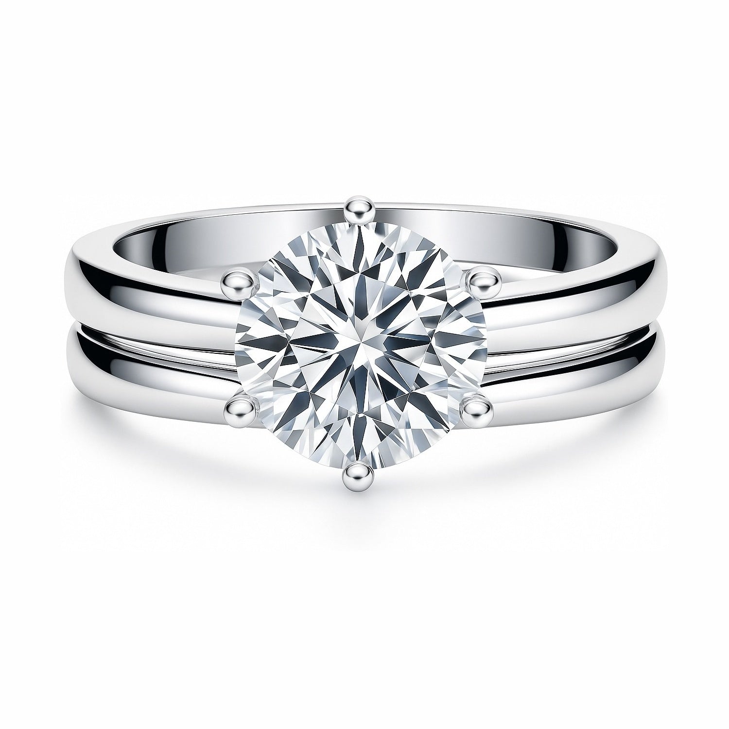 Solitaire 2ct CZ Ring Set in Sterling Silver, 1 of 18