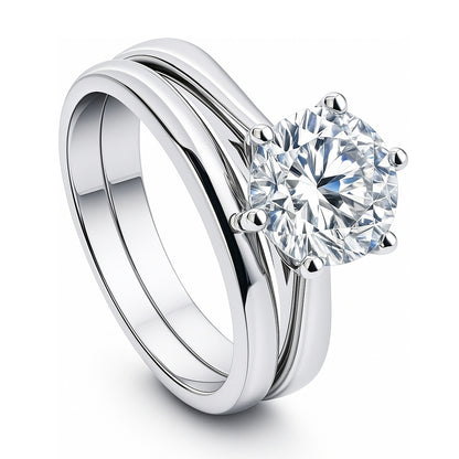 Solitaire 2ct CZ Ring Set in Sterling Silver