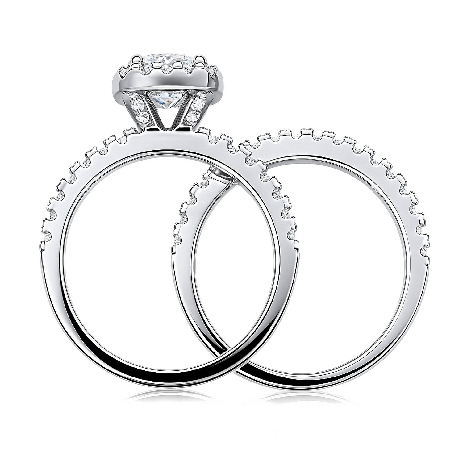 Halo Cushion CZ Ring Set in Sterling Silver, 8 of 14