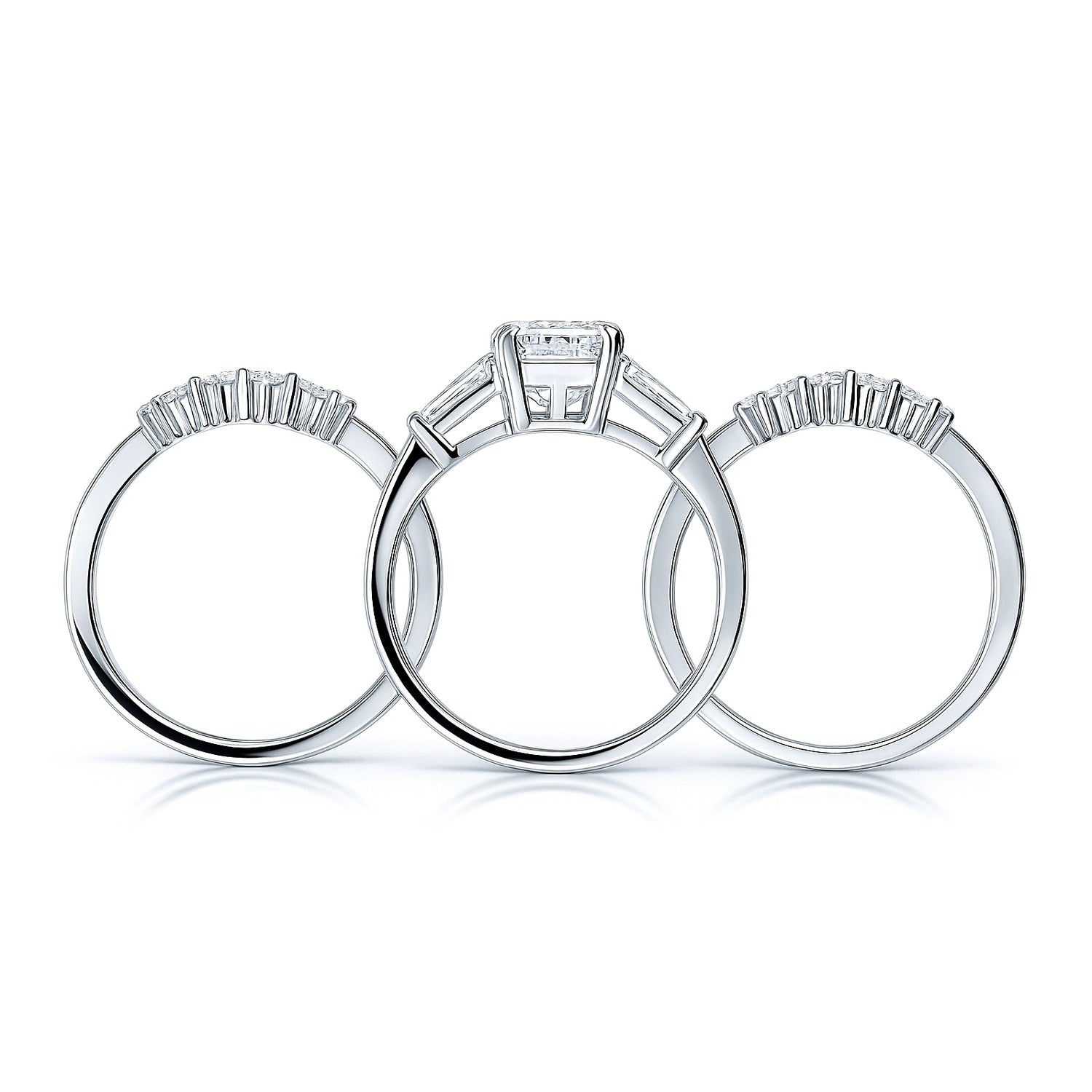 3-Stone Wishbone 7-Stone 2.1ct CZ Ring Set in Sterling Silver, 8 of 19