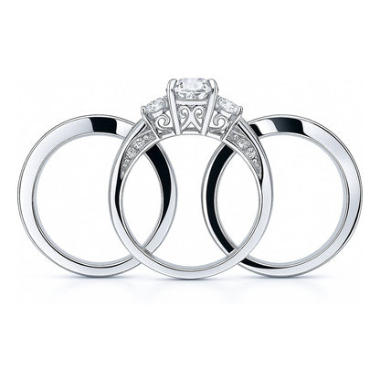 3-Stone 1ct CZ Ring Set in Sterling Silver
