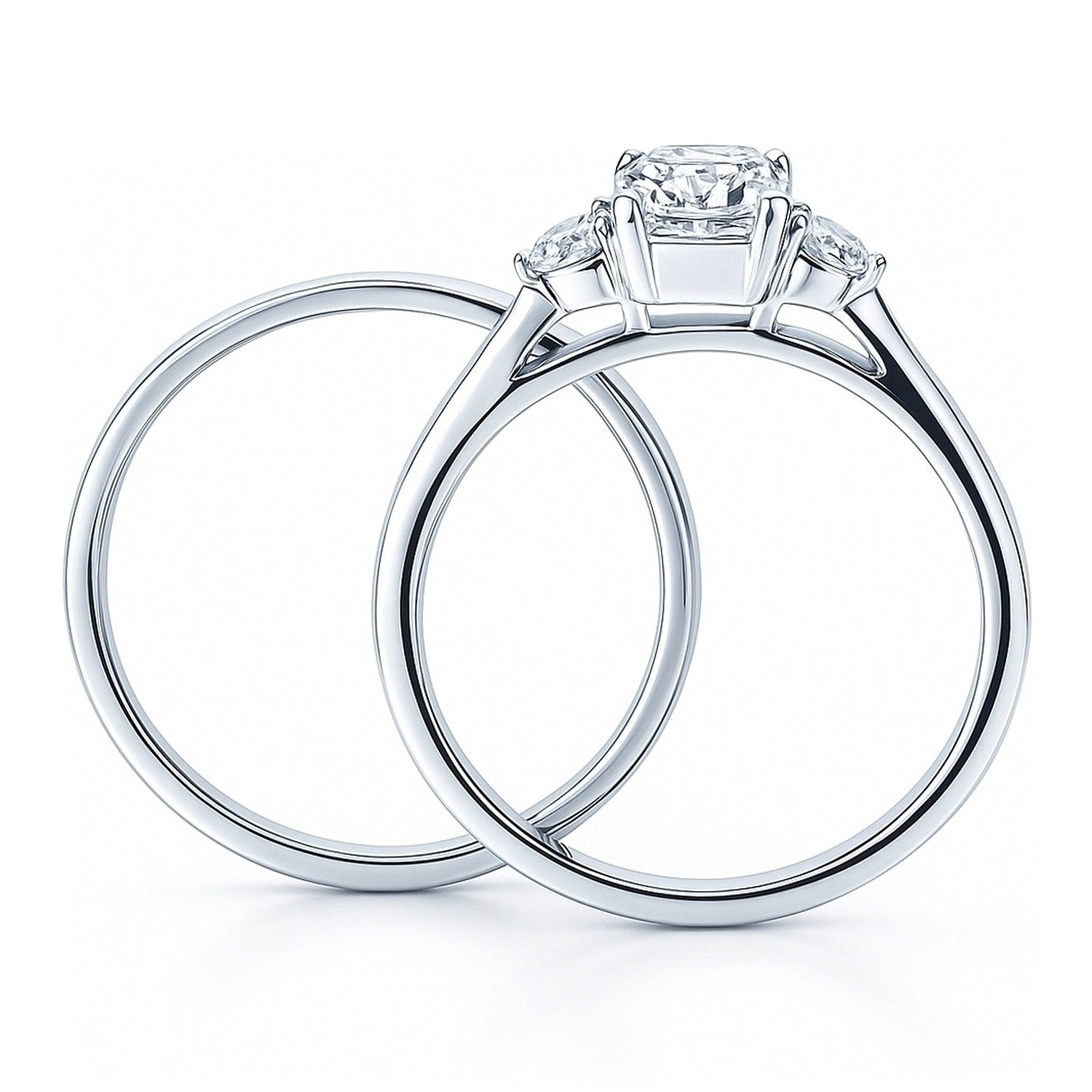 3-Stone 1ct Emerald Cut CZ Ring Set in Sterling Silver, 8 of 12