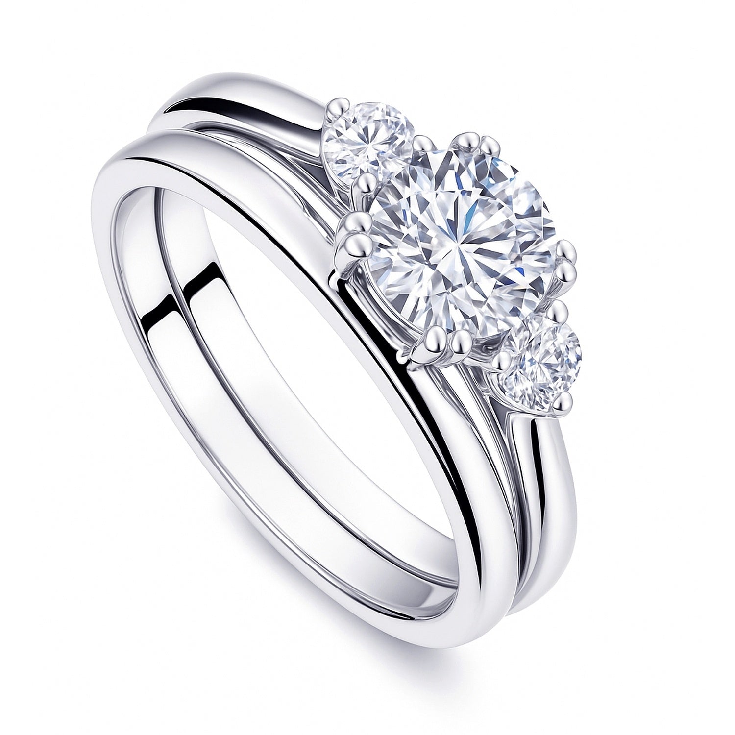 3-Stone 0.8ct CZ Ring Set in Sterling Silver