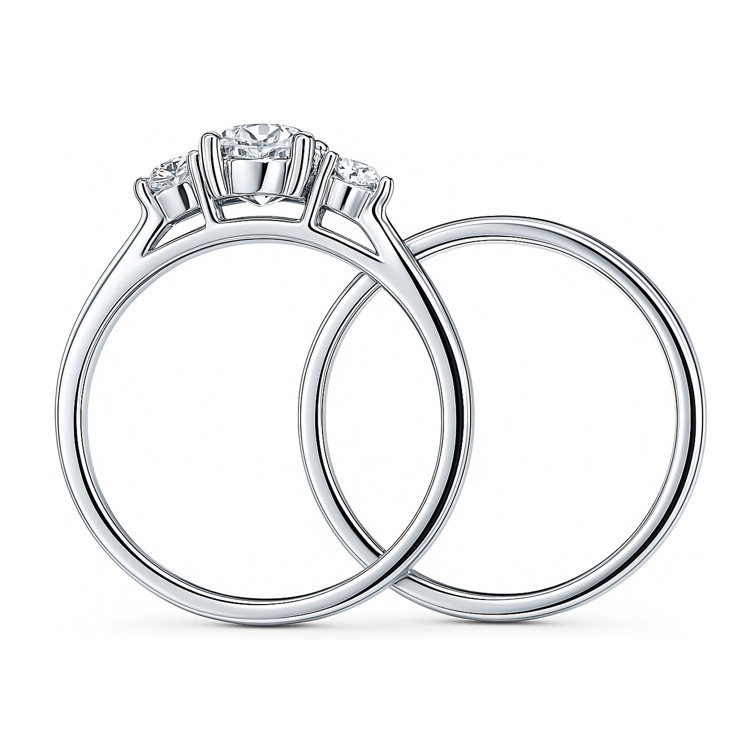 3-Stone 0.8ct CZ Ring Set in Sterling Silver, 8 of 9