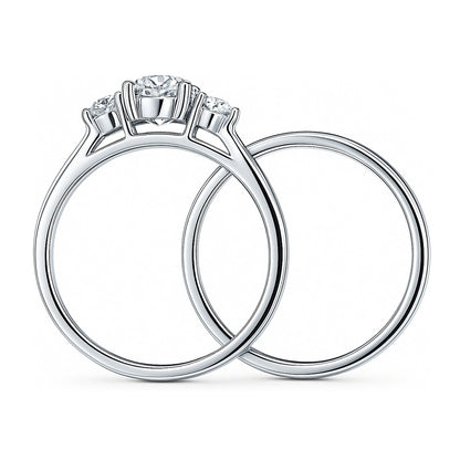 3-Stone 0.8ct CZ Ring Set in Sterling Silver