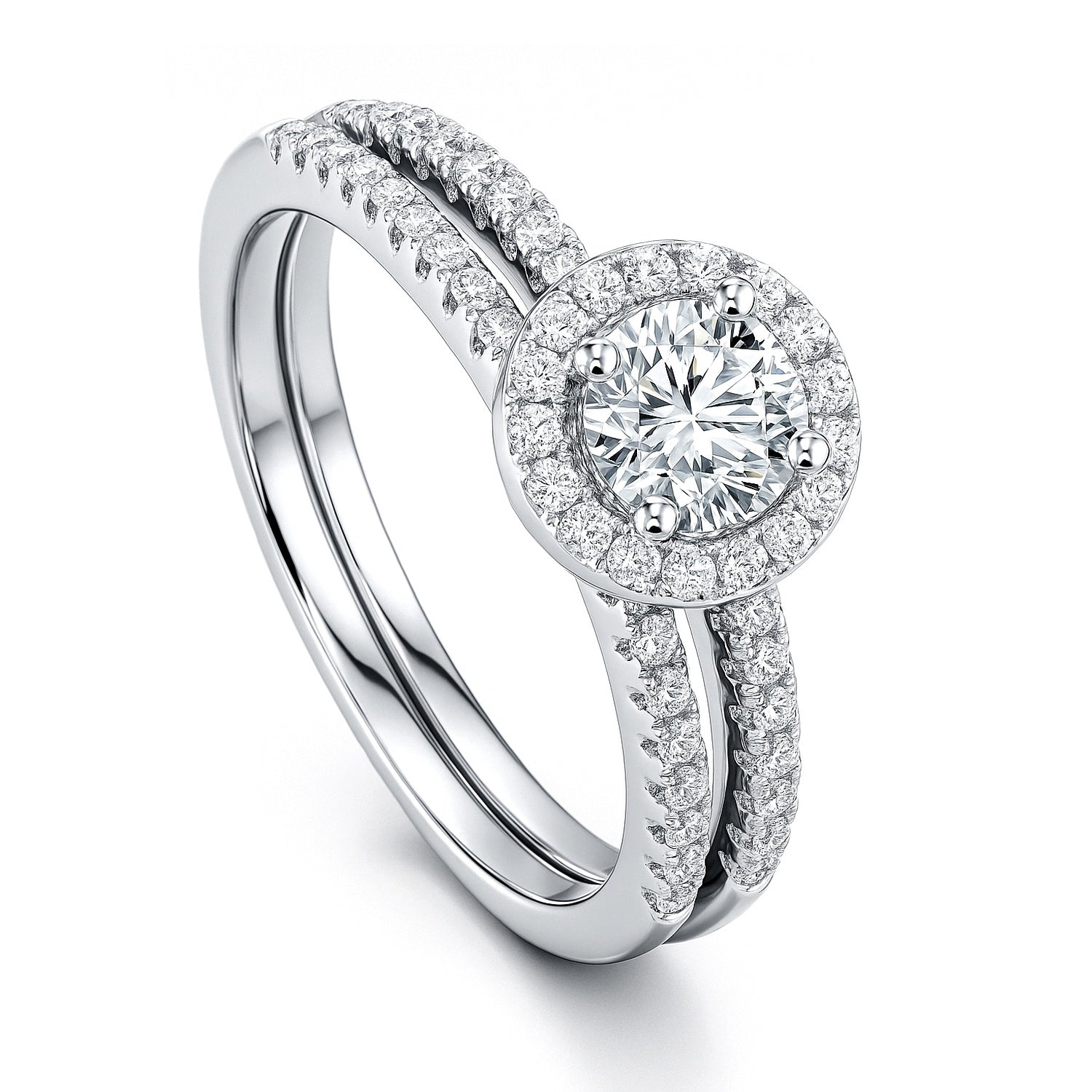 Halo CZ Ring Set in Sterling Silver, 4 of 8