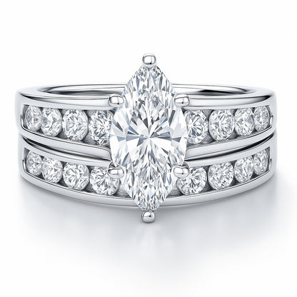 Solitaire 1.6ct Marquise CZ Ring Set in Sterling Silver