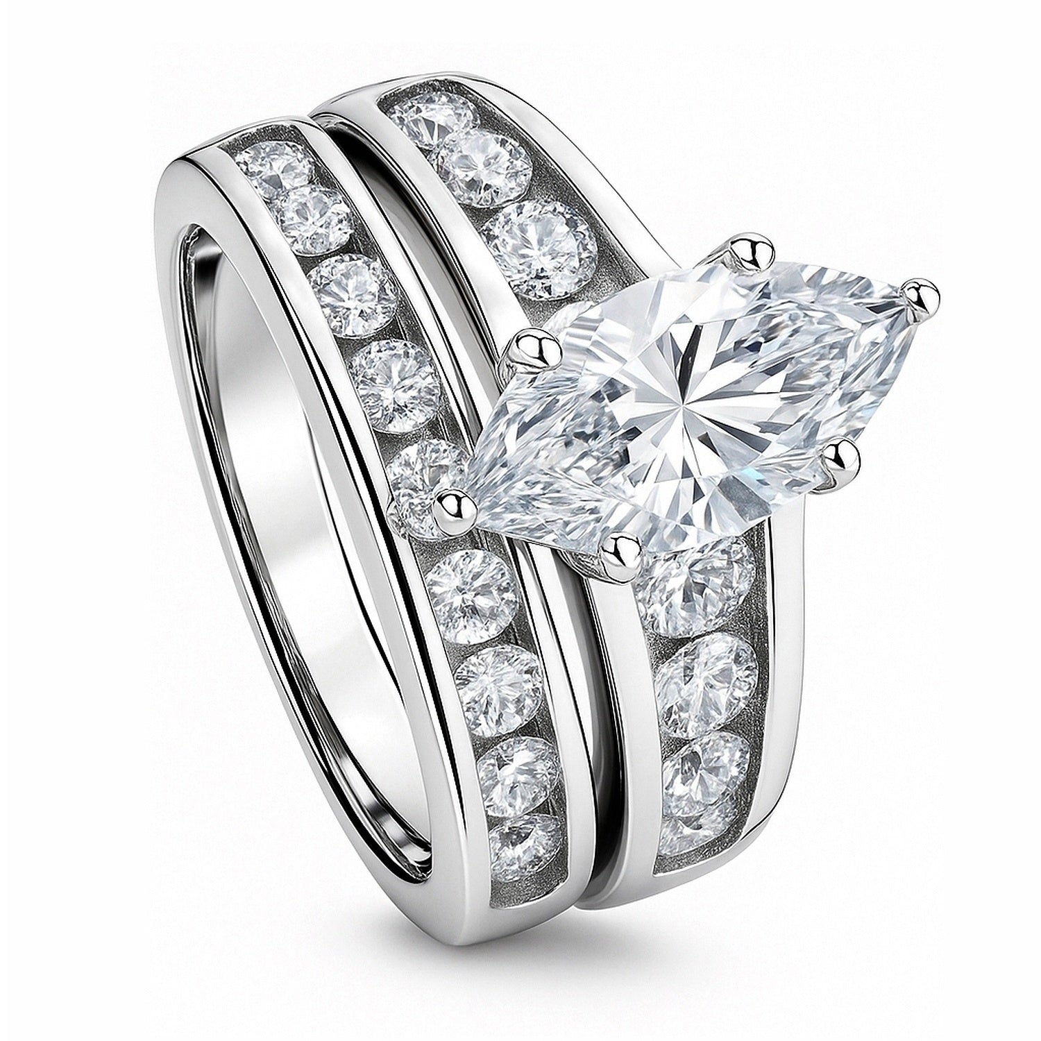 Solitaire 1.6ct Marquise CZ Ring Set in Sterling Silver, 4 of 18