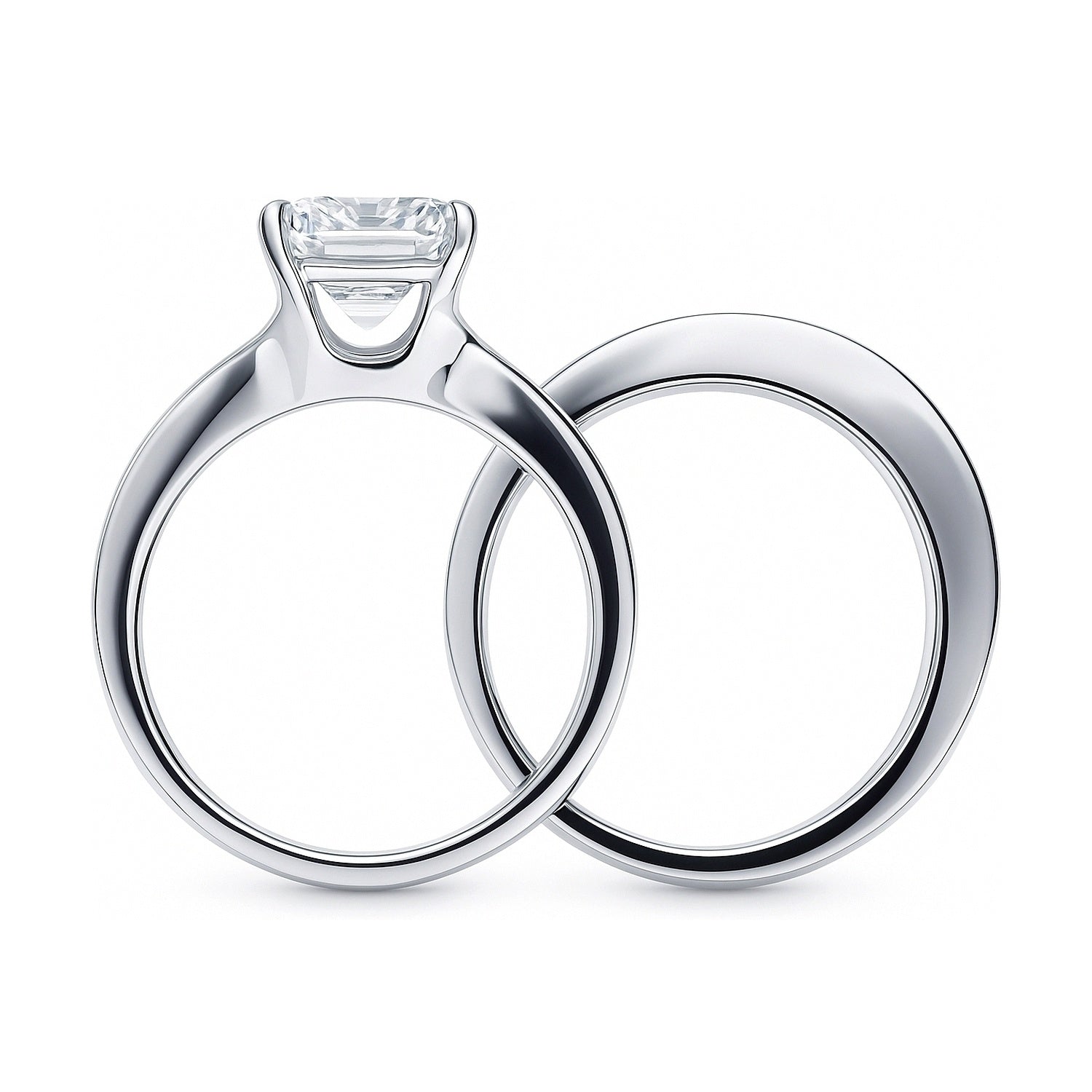 Solitaire 3.8ct Emerald Cut CZ Ring Set in Sterling Silver