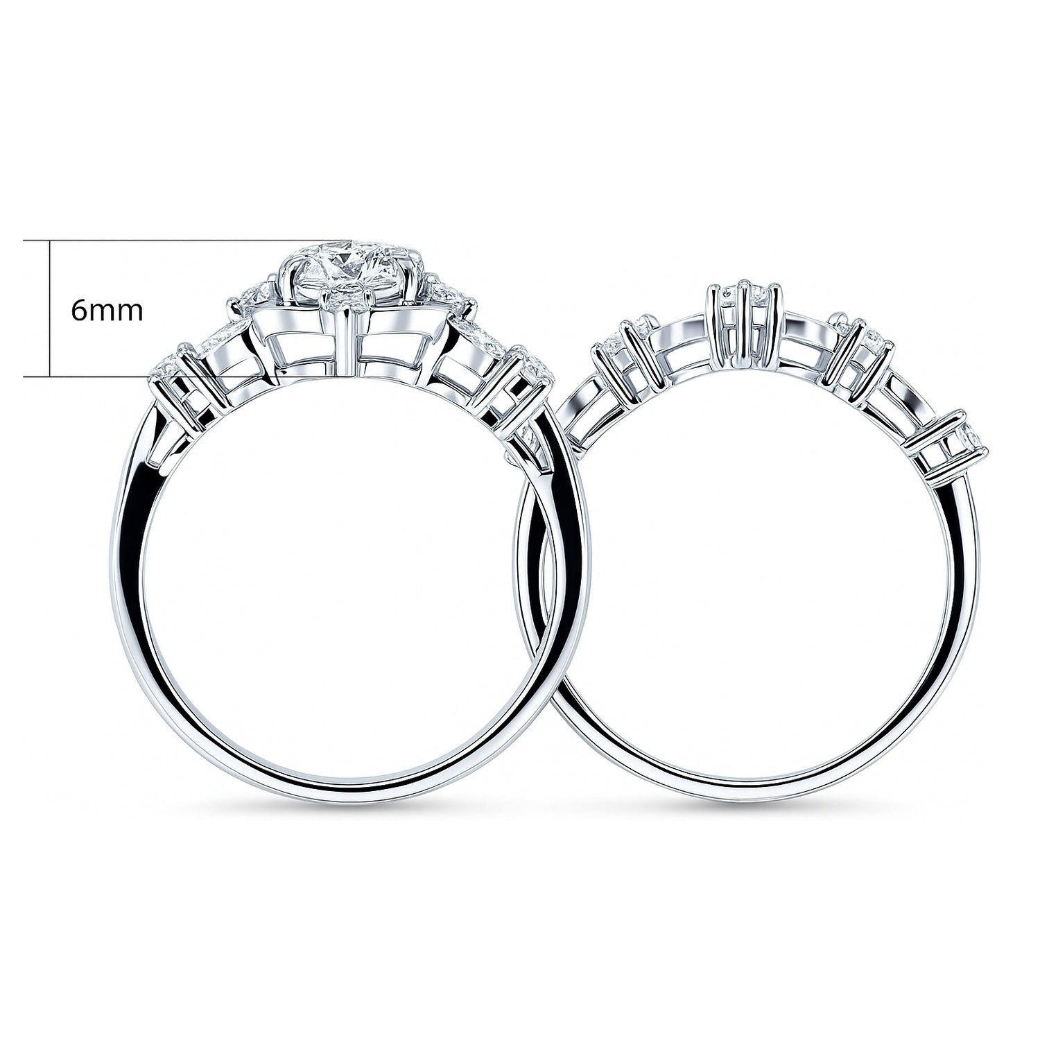 Halo Art Deco Chevron V Shaped CZ Ring Set in Sterling Silver, 8 of 19