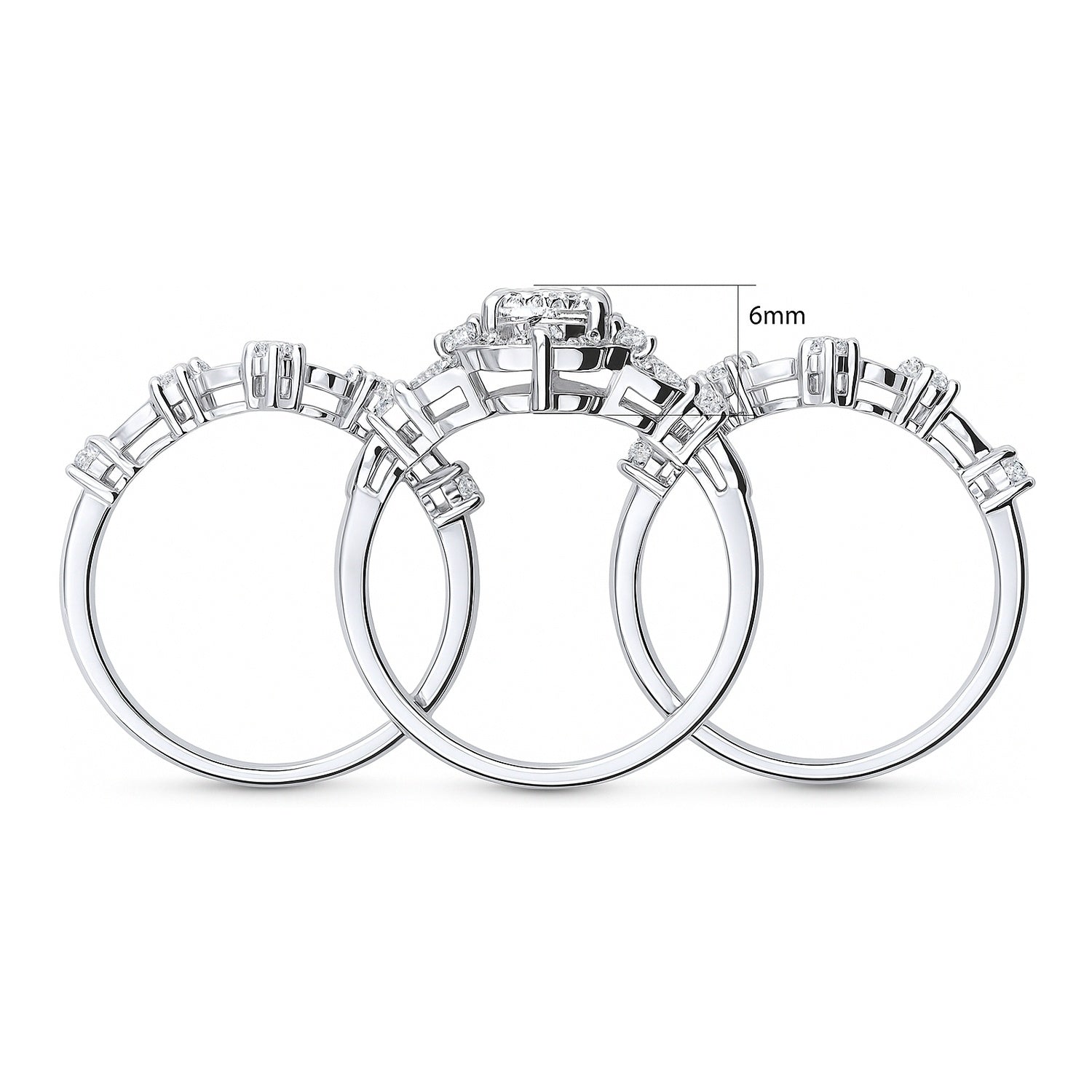 Halo Art Deco Chevron V Shaped CZ Ring Set in Sterling Silver