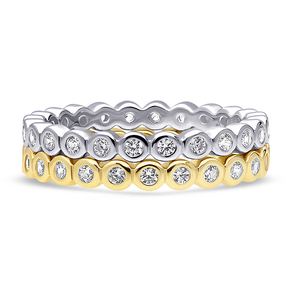 Bubble Bezel CZ Eternity Ring Set in Sterling Silver, 1 of 10