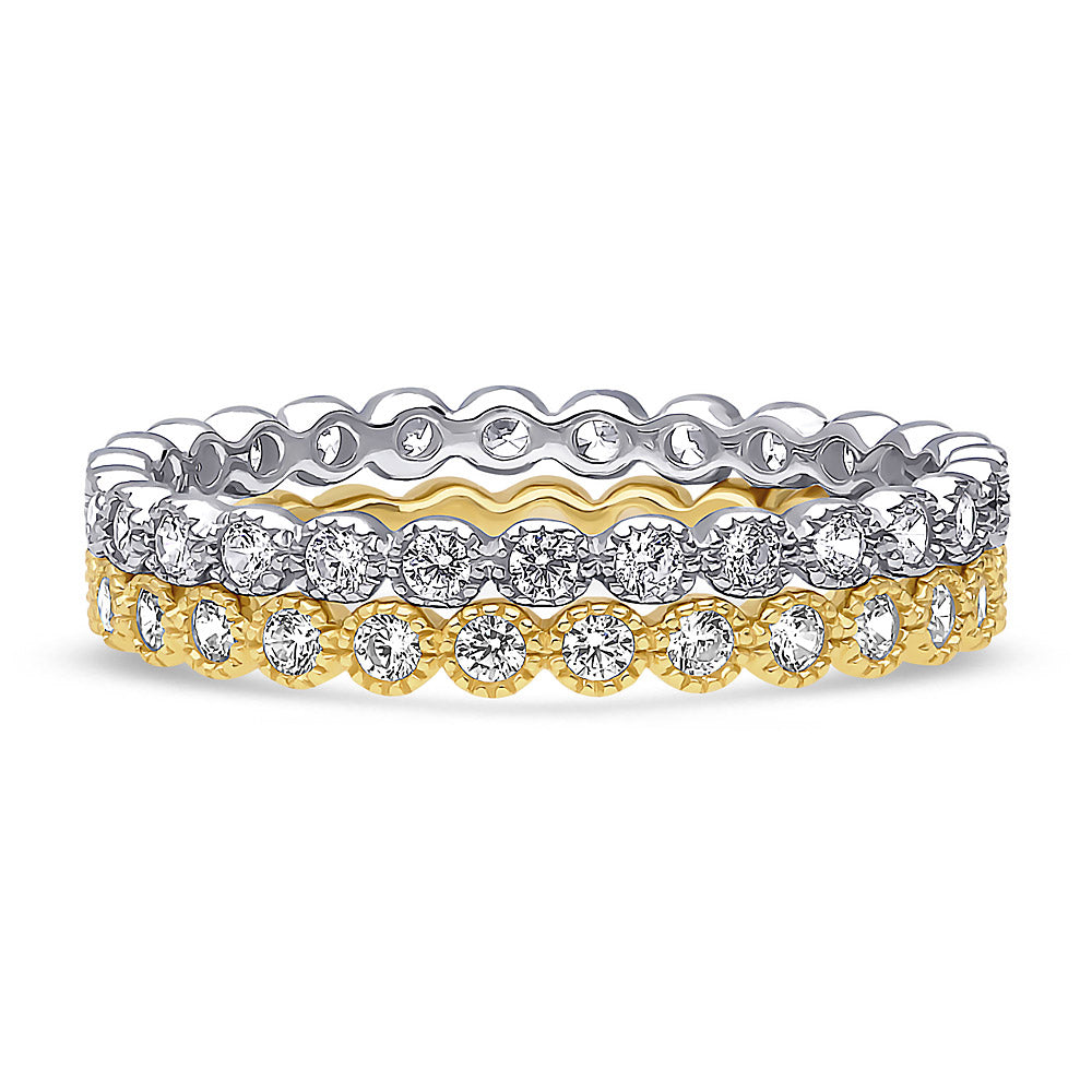 Bubble Bezel CZ Eternity Ring Set in Gold Flashed Sterling Silver