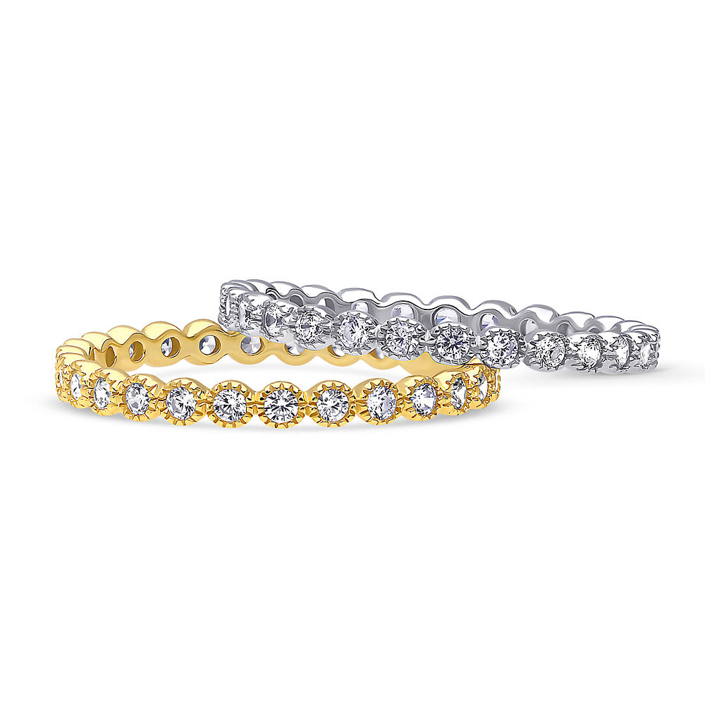 Bubble Bezel CZ Eternity Ring Set in Gold Flashed Sterling Silver