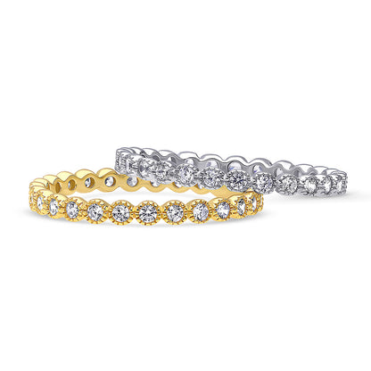 Bubble Bezel CZ Eternity Ring Set in Gold Flashed Sterling Silver