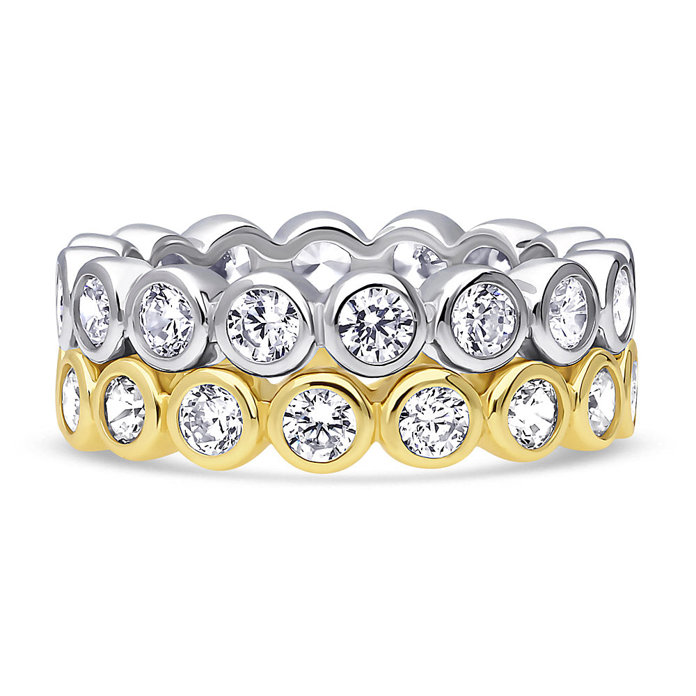 Bubble Bezel CZ Eternity Ring Set in Sterling Silver, 1 of 11