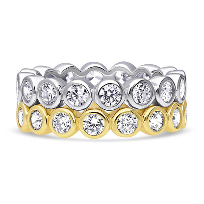 Bubble Bezel CZ Eternity Ring Set in Gold Flashed Sterling Silver