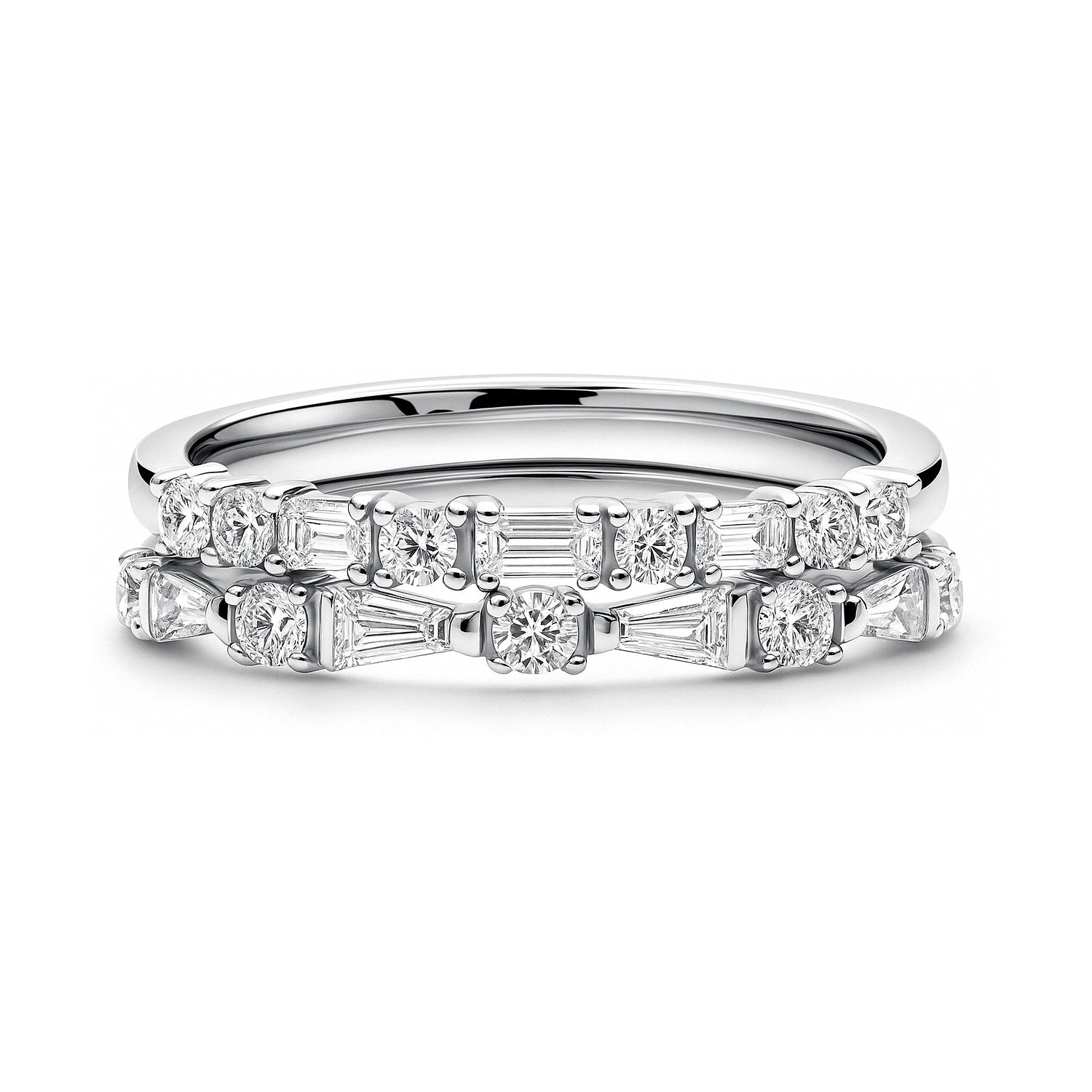 Art Deco CZ Eternity Ring Set in Sterling Silver