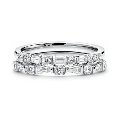 Art Deco CZ Eternity Ring Set in Sterling Silver