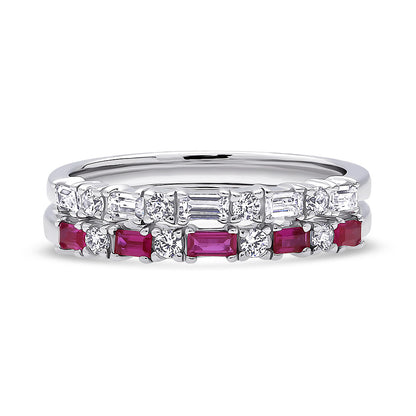 Art Deco CZ Eternity Ring Set in Sterling Silver