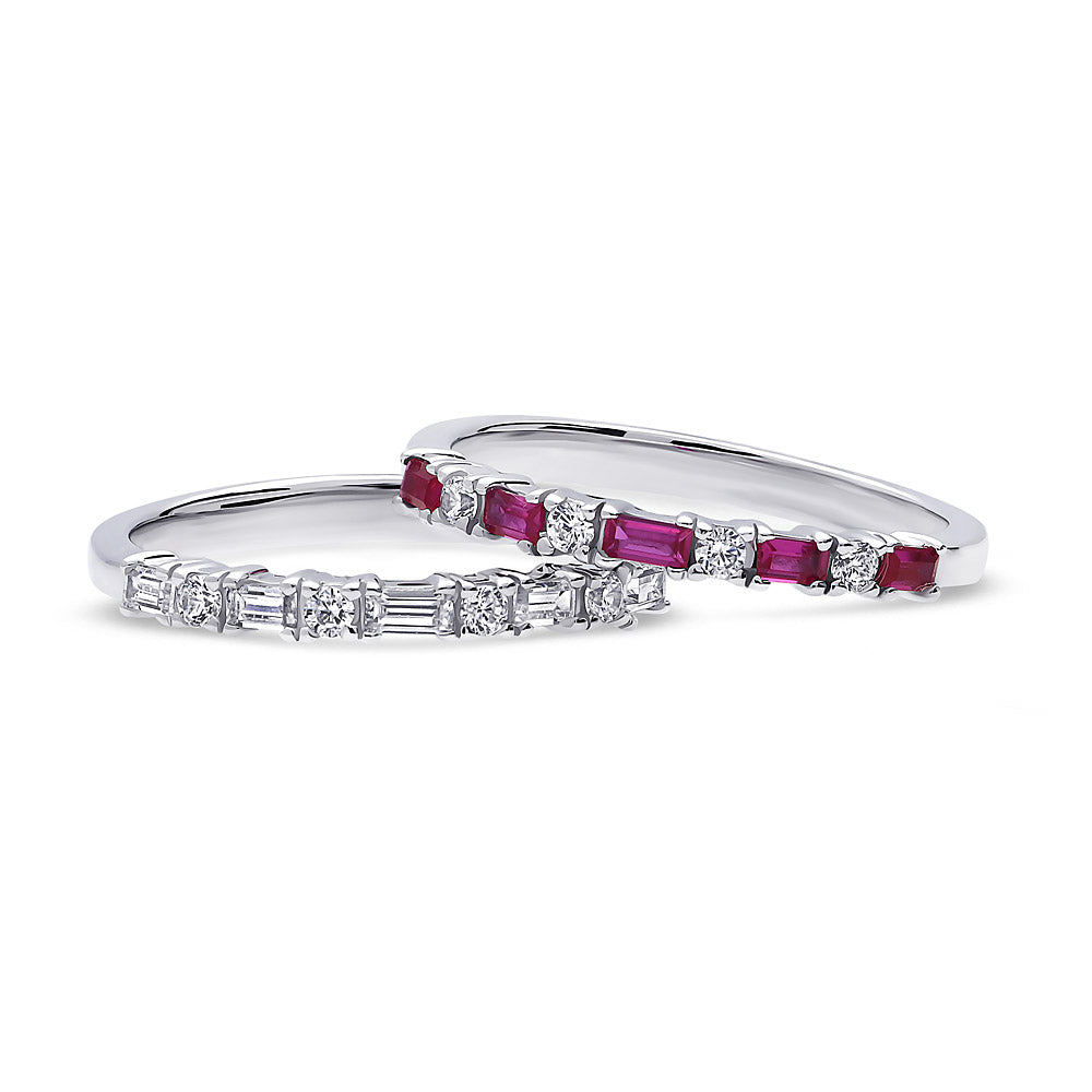 Front view of Art Deco CZ Eternity Ring Set in Sterling Silver, 4 of 11