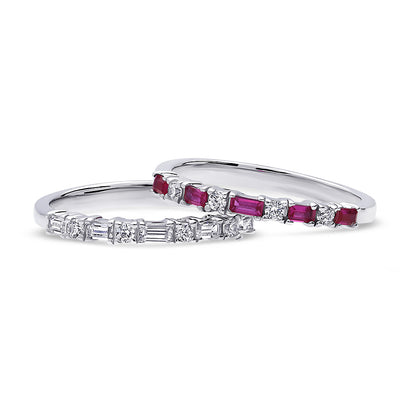 Art Deco CZ Eternity Ring Set in Sterling Silver