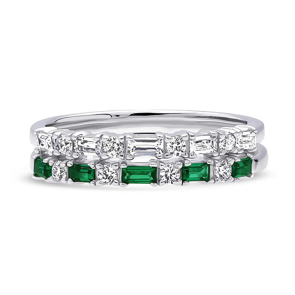 Art Deco CZ Eternity Ring Set in Sterling Silver