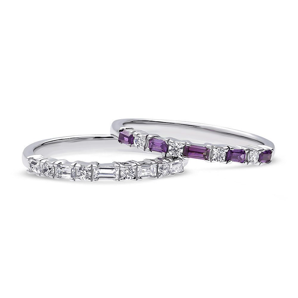 Art Deco CZ Eternity Ring Set in Sterling Silver