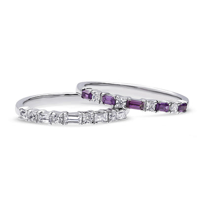 Art Deco CZ Eternity Ring Set in Sterling Silver