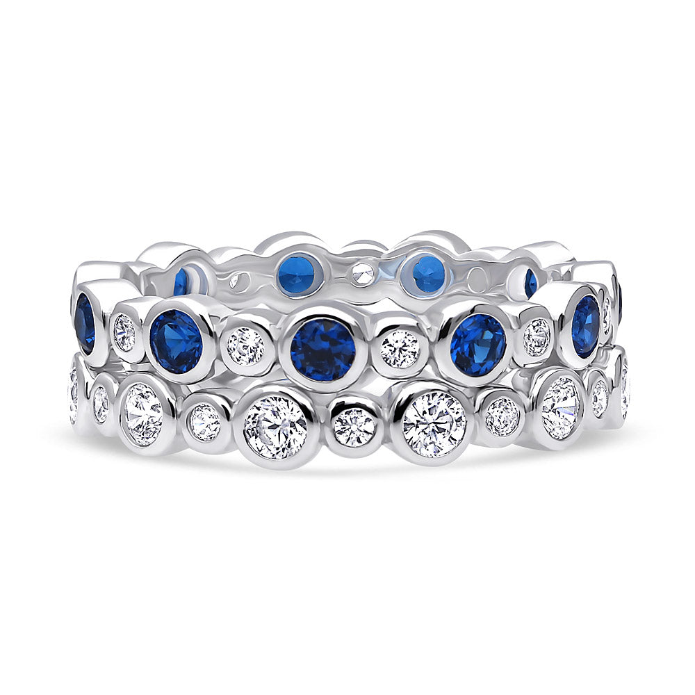 Bubble Bezel CZ Eternity Ring Set in Sterling Silver