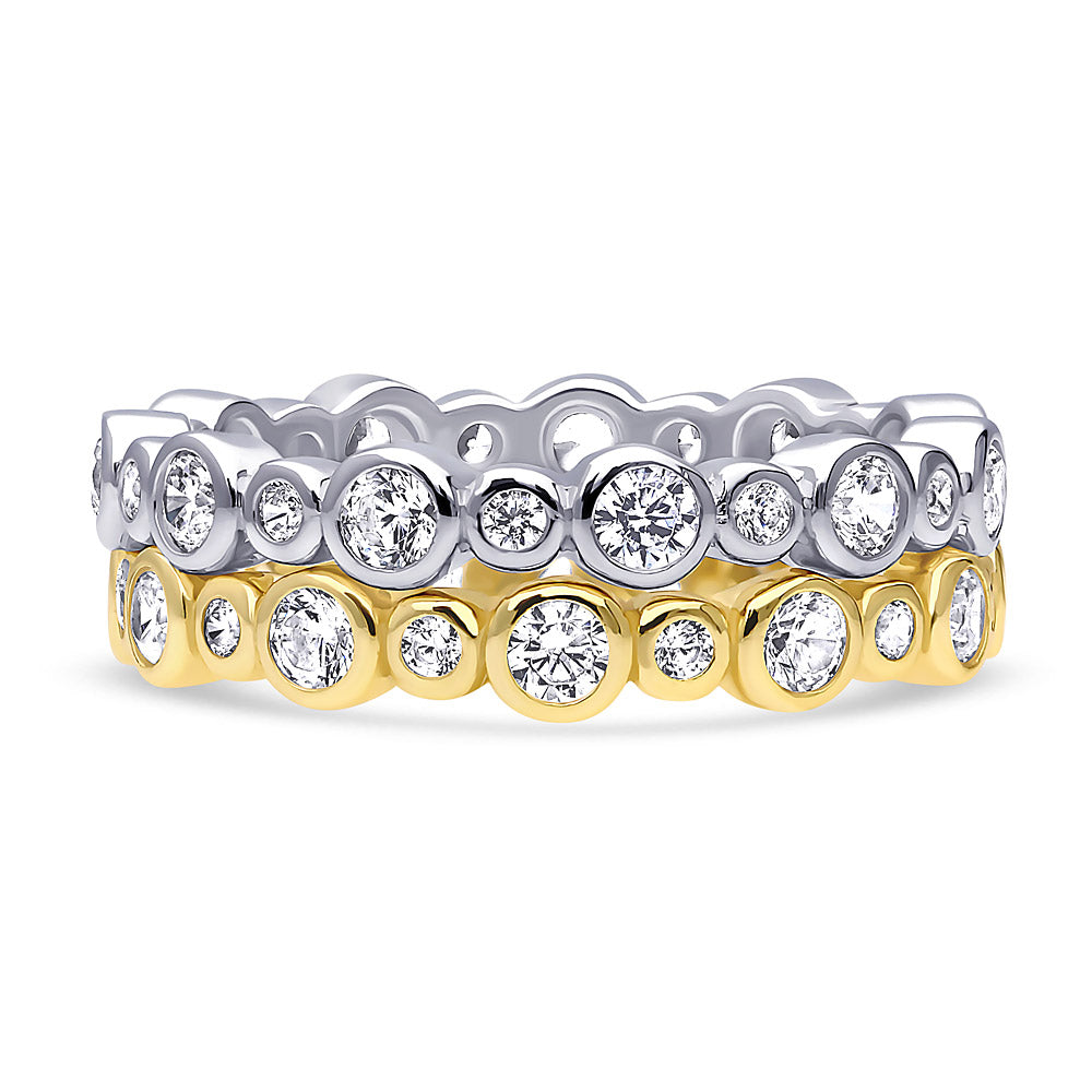 Bubble Bezel CZ Eternity Ring Set in Gold Flashed Sterling Silver, 1 of 12