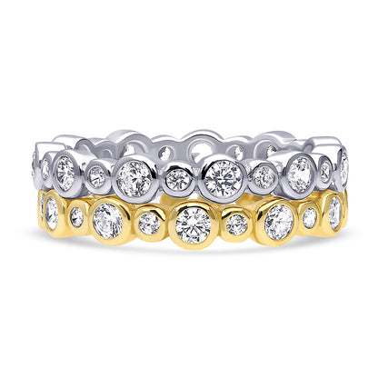Bubble Bezel CZ Eternity Ring Set in Gold Flashed Sterling Silver