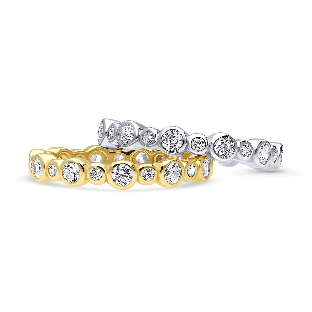 Front view of Bubble Bezel CZ Eternity Ring Set in Gold Flashed Sterling Silver, 4 of 12