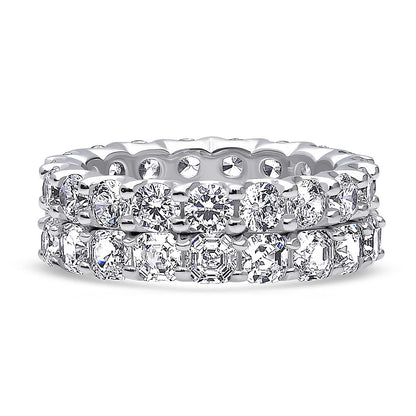 CZ Eternity Ring Set in Sterling Silver