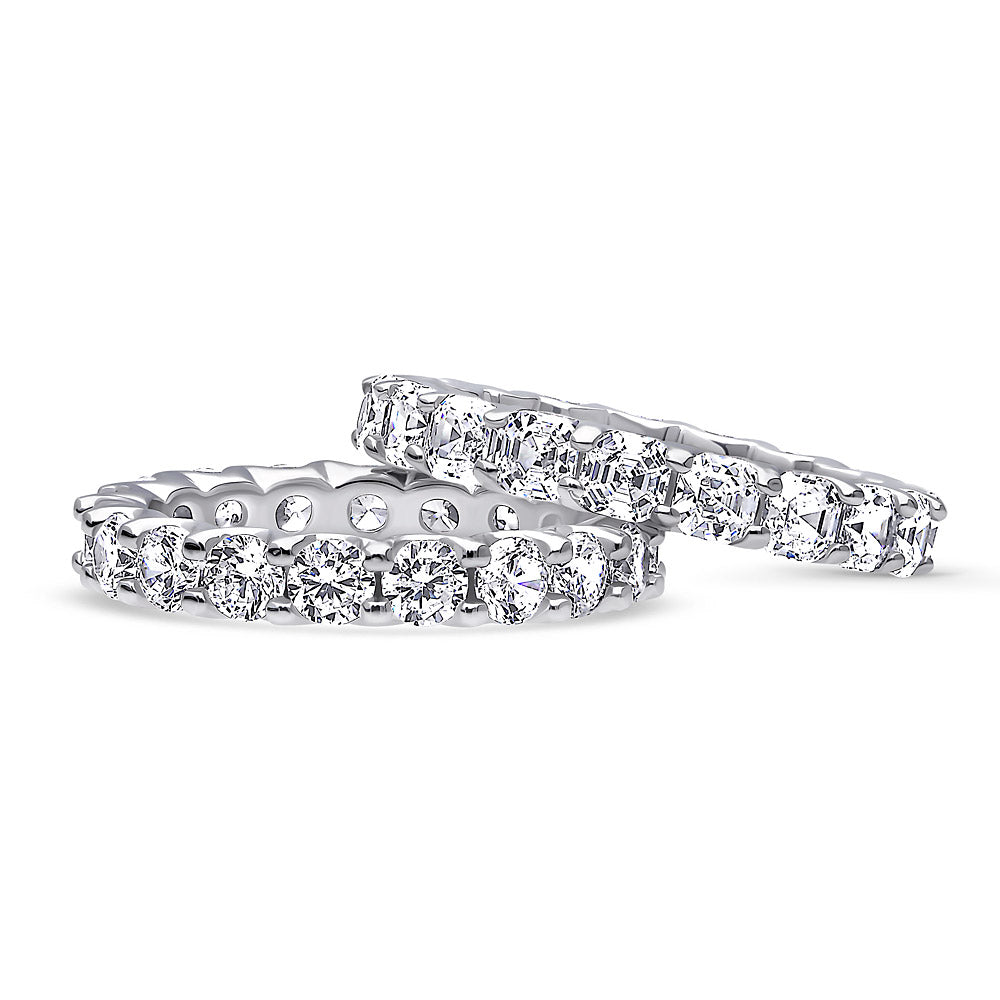 Front view of CZ Eternity Ring Set in Sterling Silver, 4 of 10