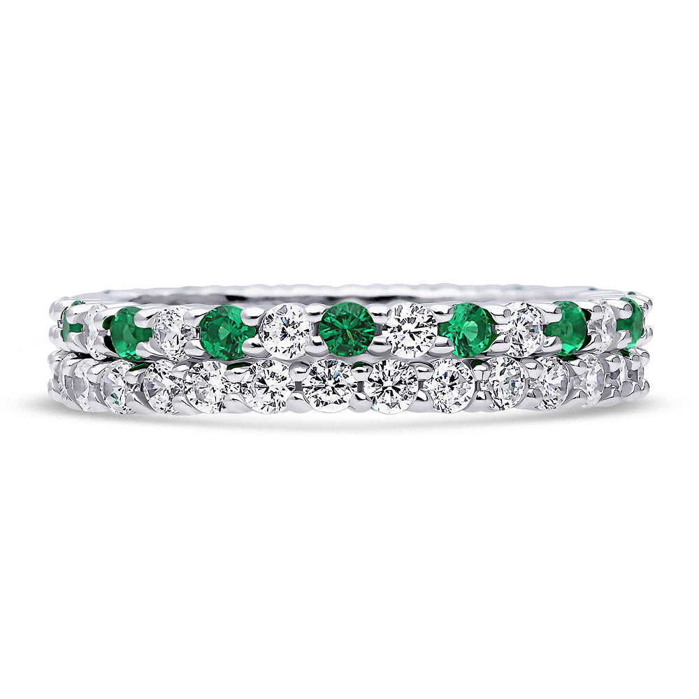 Pave CZ Eternity Ring Set in Sterling Silver