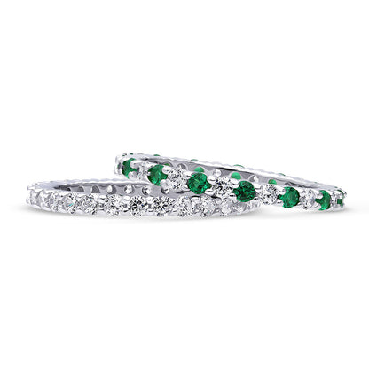 Pave CZ Eternity Ring Set in Sterling Silver