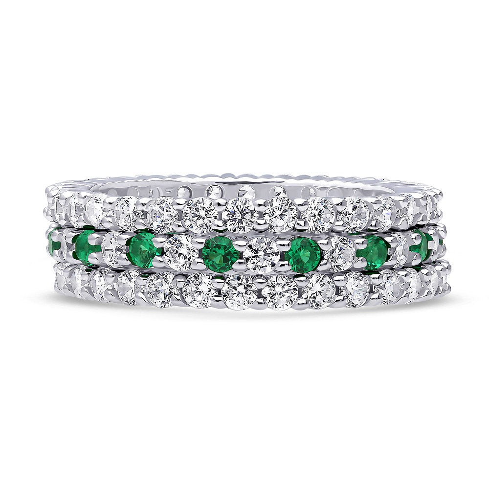 Pave CZ Eternity Ring Set in Sterling Silver, 1 of 6